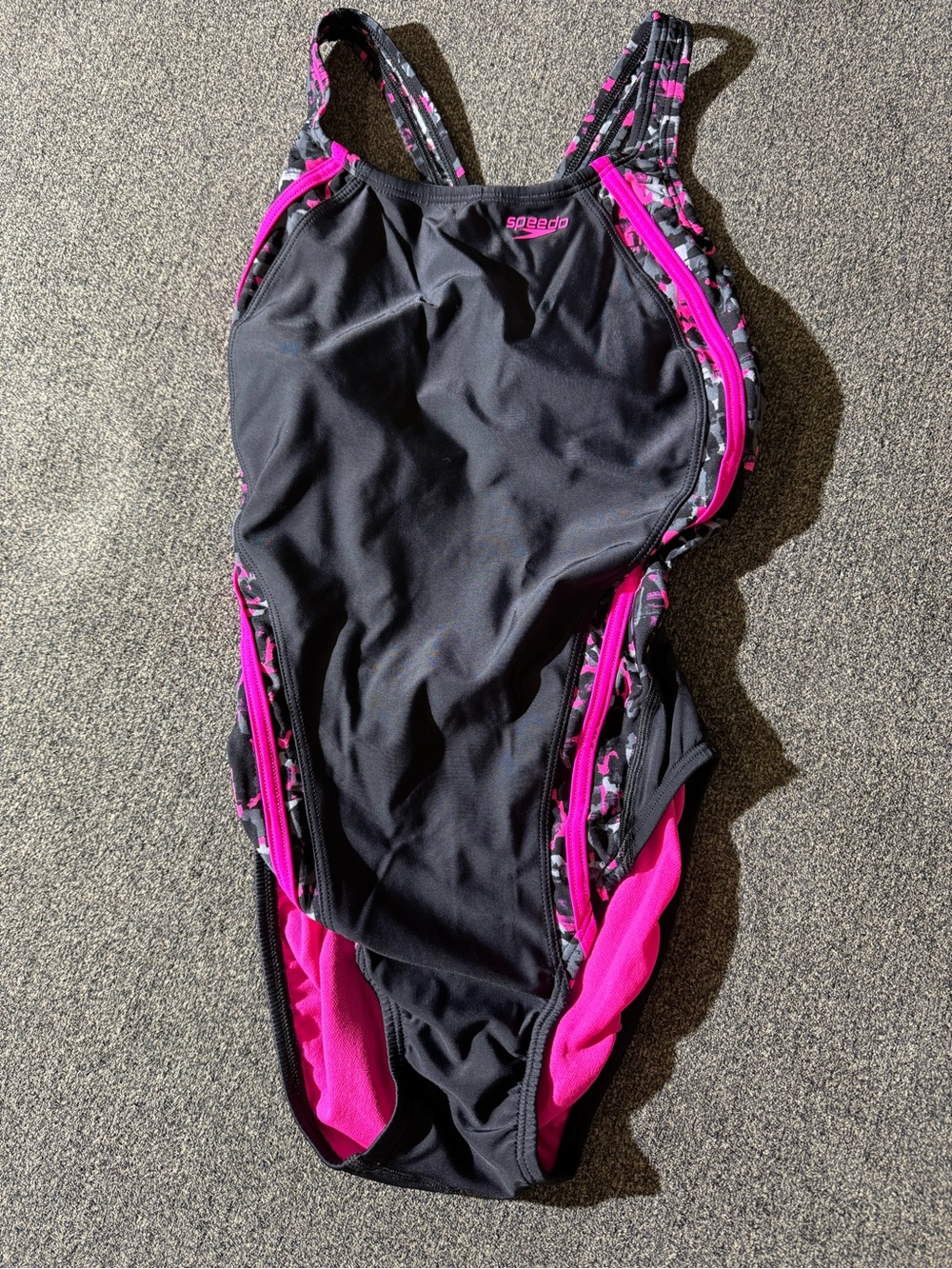 Speedo Black with Hot Pink Trim Women’s One-Piece Swimsuit
